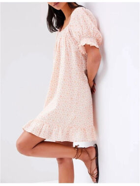 Anthropologie DRA White Orange Floral Mini Dress S